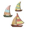 3 Pcs Wooden Sailboat Wall Art Coastal Nautical Sailboat Wall Sculpture Vintage Lake House Wall Hanging Decor for Living Room Bedroom Nursery