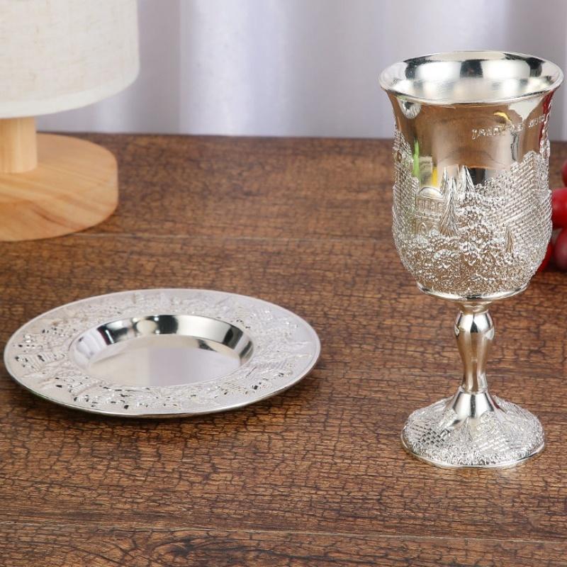 Wine Glases Embossed Castle Alloy Polished Vodka Cup Juice Liquor Champagne Goblet 300ml Tumbler Party Wedding Mini Drinkware