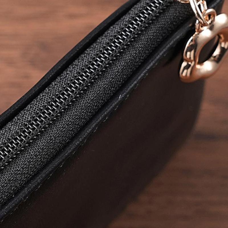 Women Lightweight Puleather Card Holder Cute Heart Shaped Small Wallet Multi-Card Anti-Magnetic Card Holder Travel Cash Coin Bag