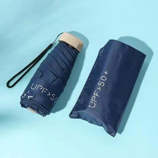 UV Flat Five-Fold Women's Sun & Rain Mini Umbrella - Black Glue Sunshade & Sunscreen, Customizable Design