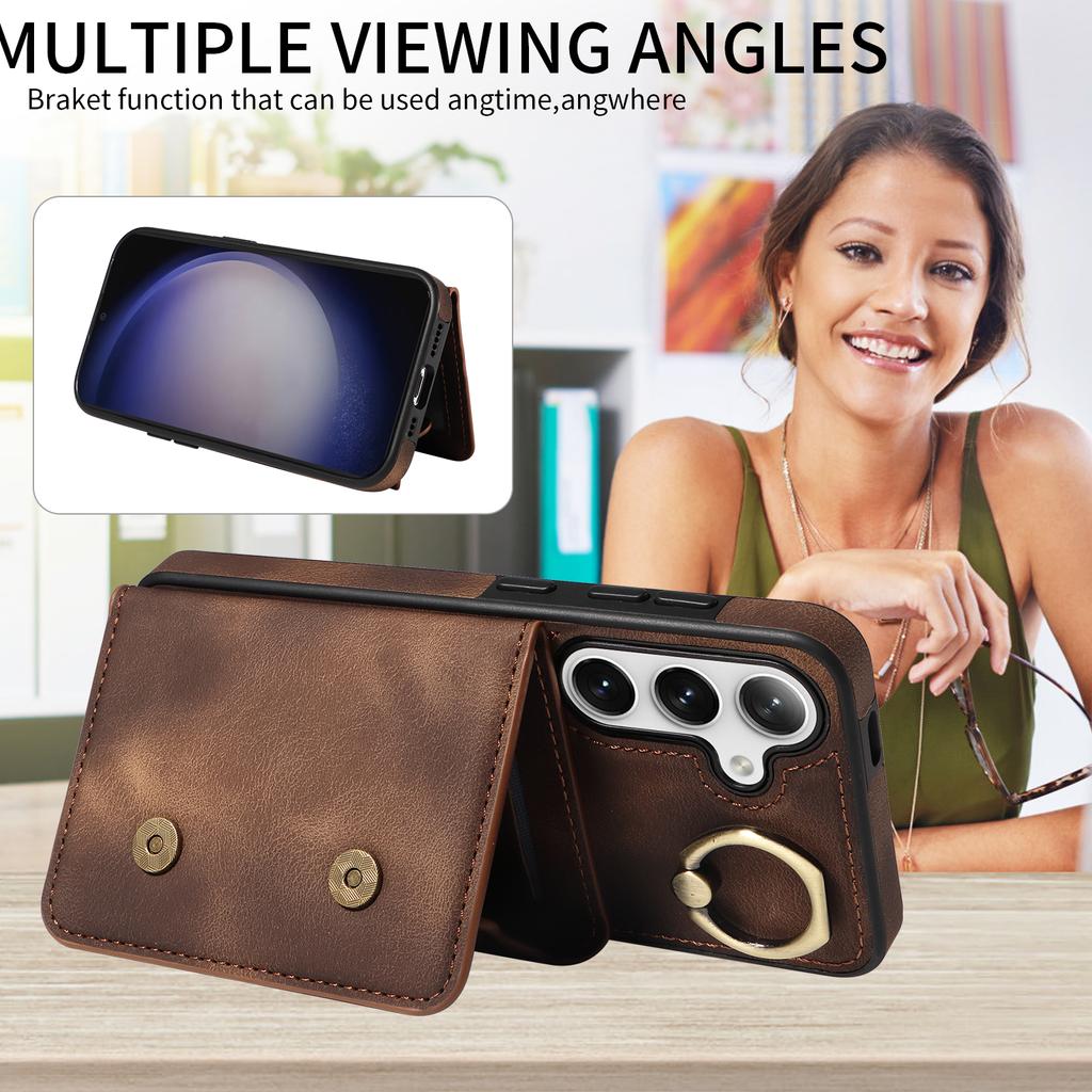 for Samsung Galaxy S24 series.for Samsung Galaxy S24, S24+, S24 Ultra Ring Bracket Card Holder Slots Cover Phone Case