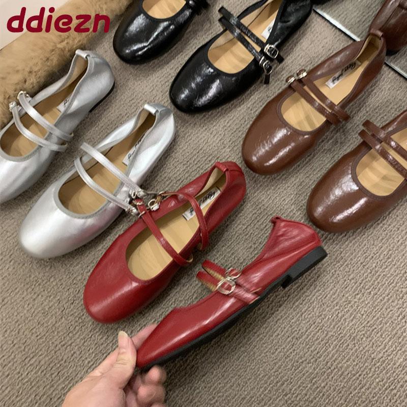 Fashion Fashion Buckle Strap Women Flats Mary Janes Shoes Soft Female Shallow Footwear Round Toe Ladies Flats With Shoes