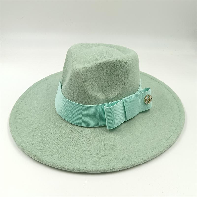 Fedora Fiocco Nuovo Blu Lago Cappello Nuovo Monocromatico Moda Primavera Unisex Cappello Jazz Cappello Fedora Gorras
