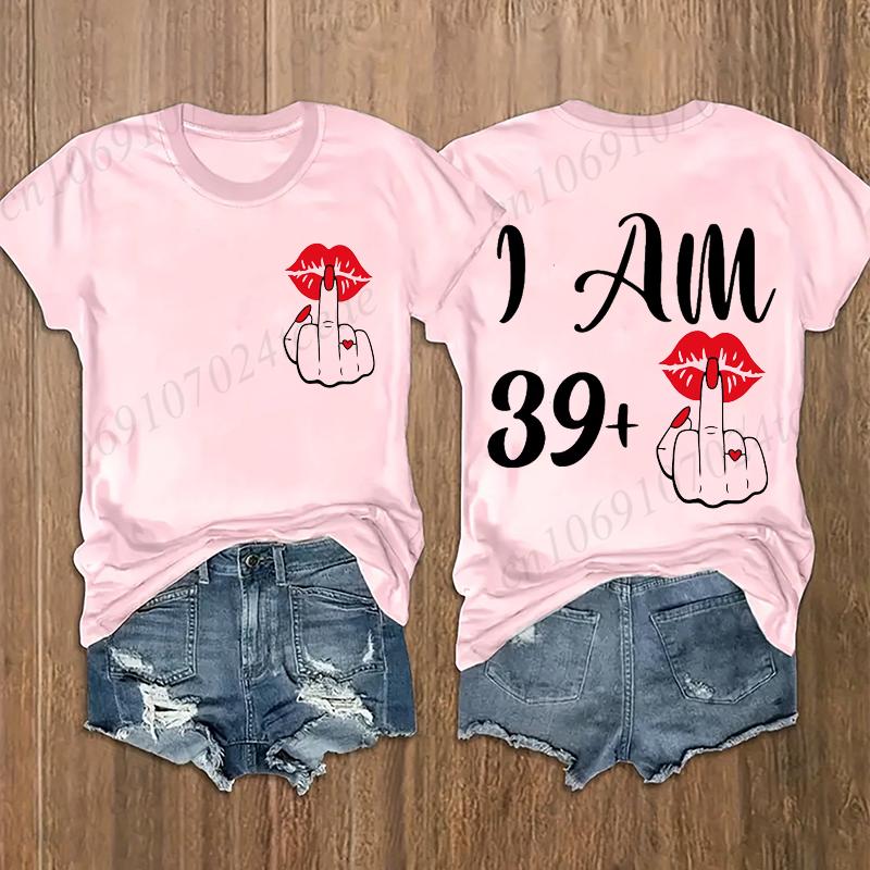 Unisex Streetwear I Am 39 Middle Finger Tshirt 40th Birthday Party Tees Aesthetic Y2K Harajuku Streetwear Unisex Fashion Tshirt