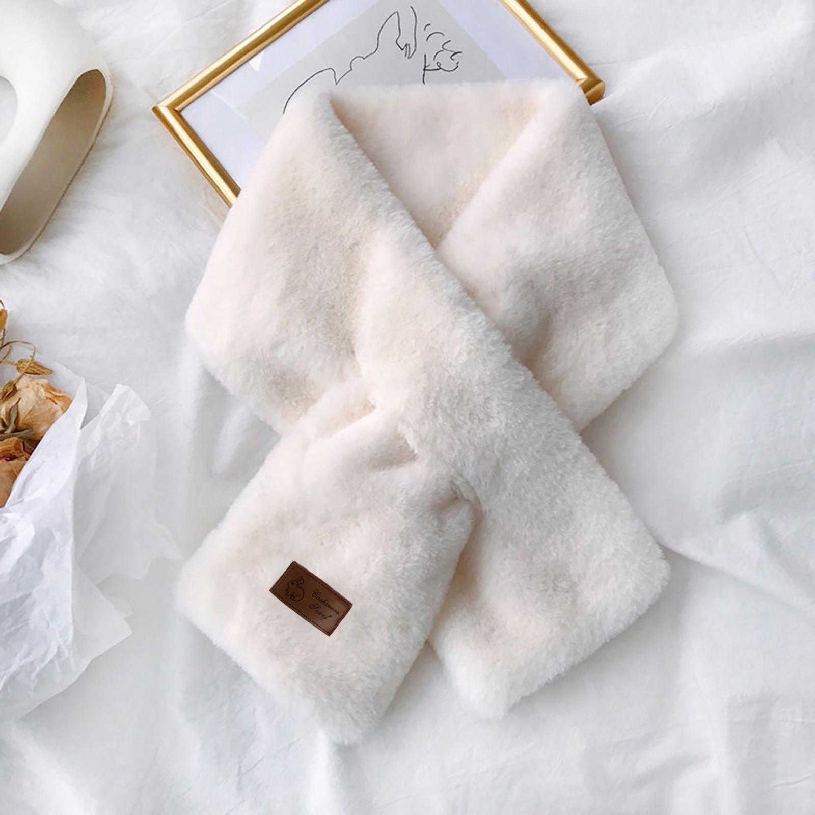 

Женская мода Зимний искусственный шарф Цветная верхняя одежда Шарф Теплый One size белый