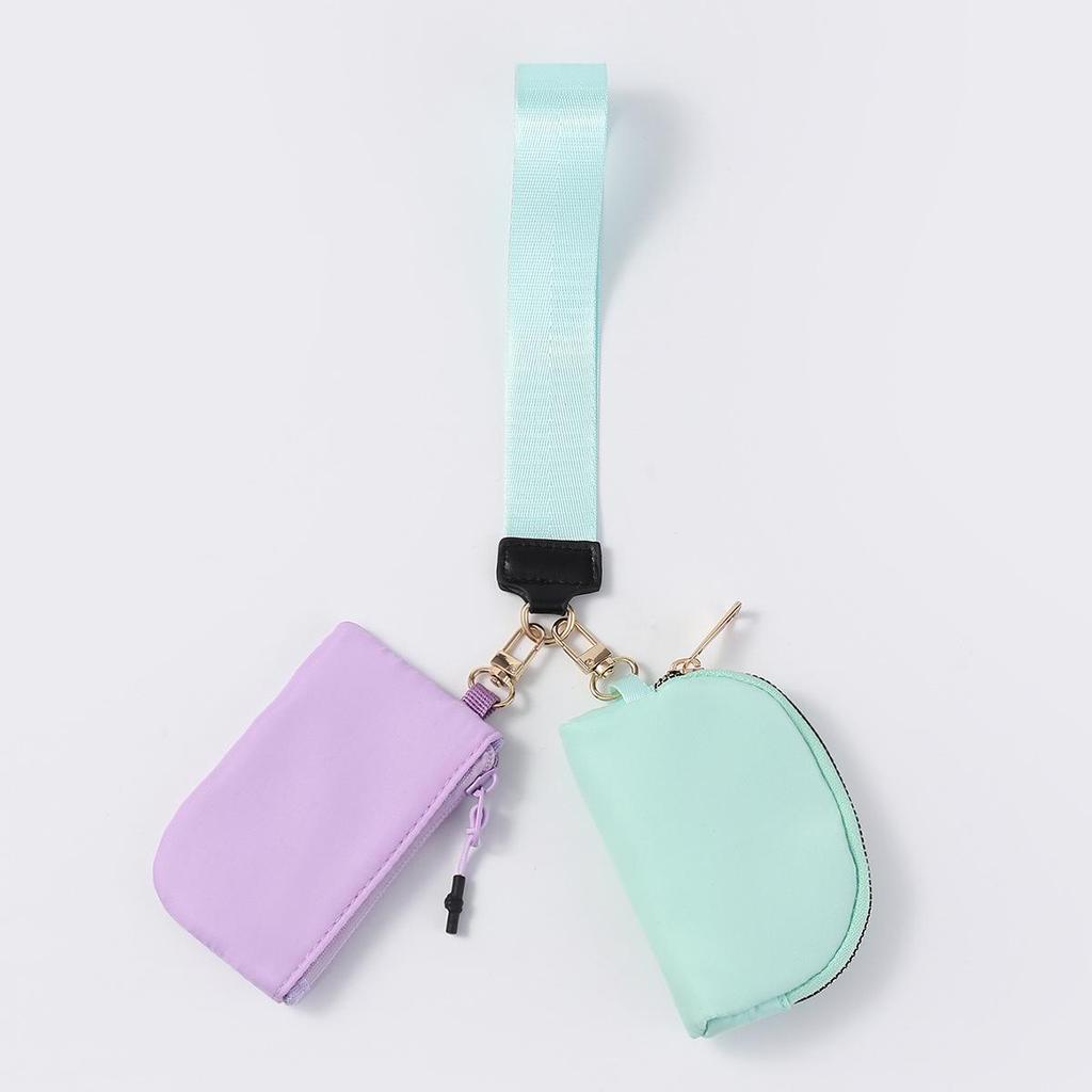 LULU Color Block Waterproof Nylon Coin Purse & Wristlet Key Bag