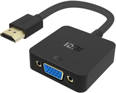 ICZI HDMI To VGA 1080p Compatible HDMI Male To VGA Female Adapter for Raspberry and More (D-SUB) Adapter, Black, Laptops, PCs, Desktops, Monitors,