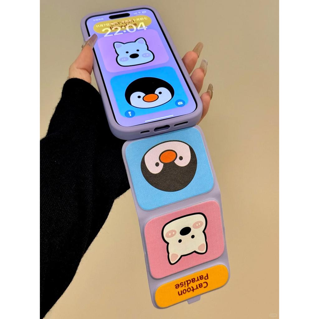 Cute Cartoon Flip Magnetic Suction West Highland Folding Bracket IPhone 16/15 Mobile Phone Case Suitable for Apple 14/13