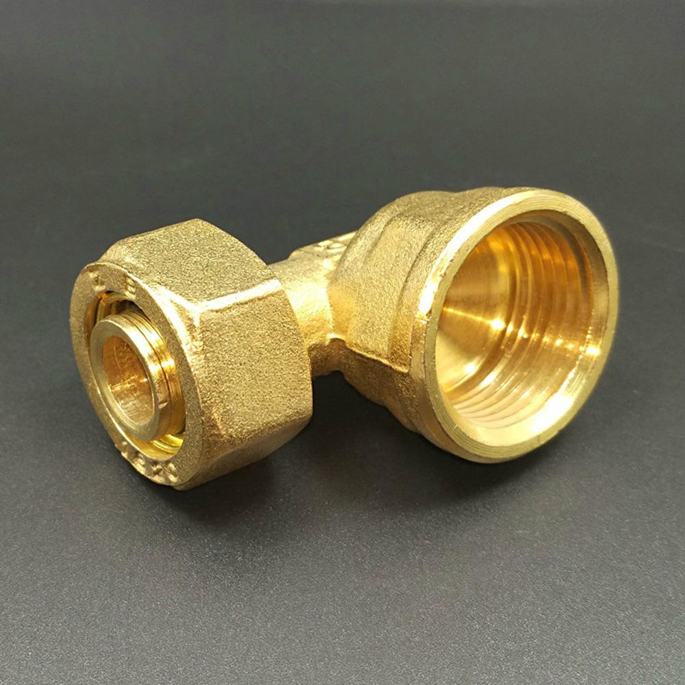 1216 1418 1620 2026 2632 PEX-AL-PEX 1/2" 3/4" 1" Male Female Brass Elbow 90 Degree Pipe Fitting Adapter For Solar Floor Heating
