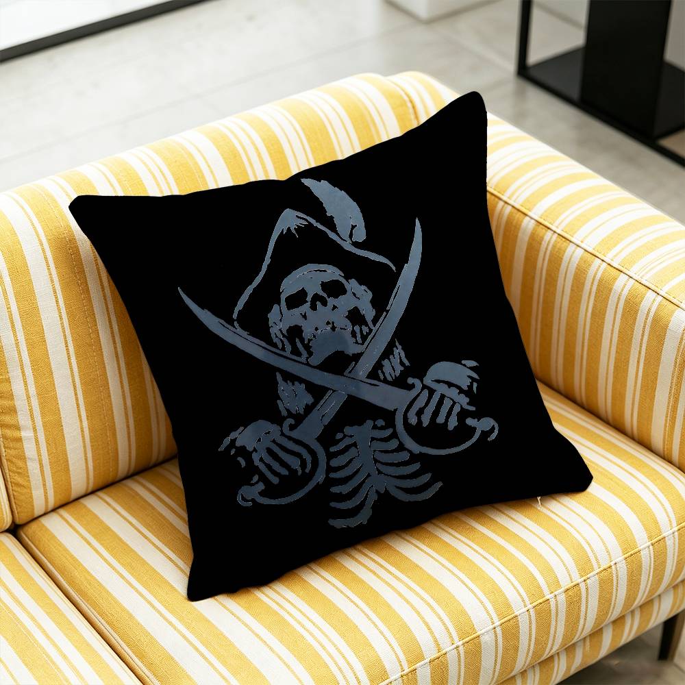 For Fish Cat Skull Pirate Jack Rackham Jolly Roger Throw Pillow Cover Case Custom Decorative Pillowcase Accent Cushion Covers