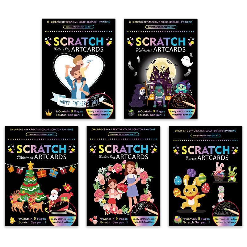 Kids' Scratch Art DIY Doodle Book Set: Creative Cartoon Festival Birthday Gift