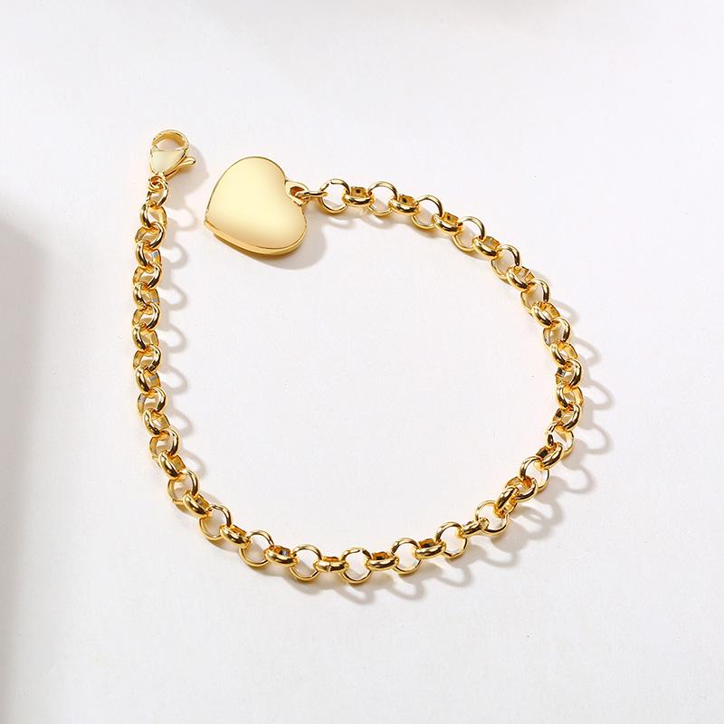 Heart Chain Bracelet Role Link for Women Stainless Steel Gold Color Love Bangle Valentine Gifts Adjustable 15cm To 19cm