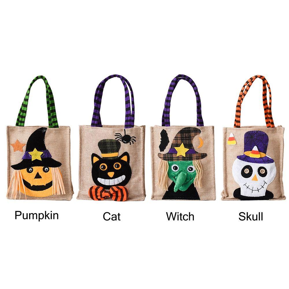 Witch Skull Halloween Gift Bags Cartoon Pumpkin Cat Handbag Creative Tote Bags Party Home