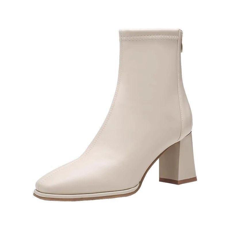 

Короткие ботинки Женские Осень и Зима 2025 Новые ботинки на высоком каблуке Маленькие ботильоны Ботинки Мартин Челси Обтягивающие ботинки Женские 34
