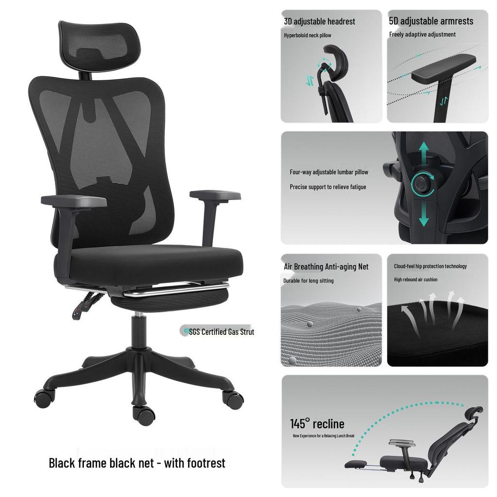 Ergonomic Office & Gaming Chair with Mesh Backrest - Comfortable for Long Sitting & Dorm Use