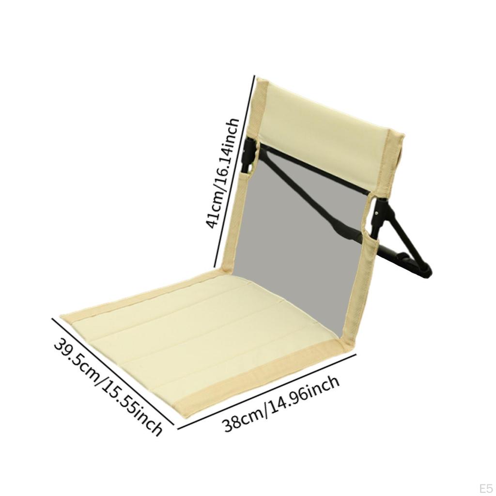 Floor Chair with Back Support Camp Bleacher Cushion Seat Pad Storage Bag Foldable Beach