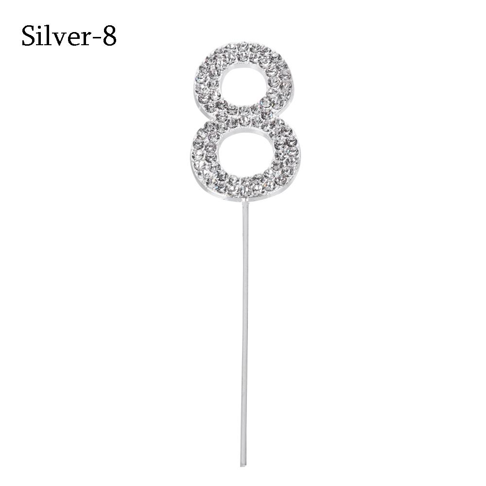 1PC Number"0-9" Cake Topper Gold Diamond-studded Cake Topper for Dessert Anniversary Birthday Party Decoration Wedding Supplies