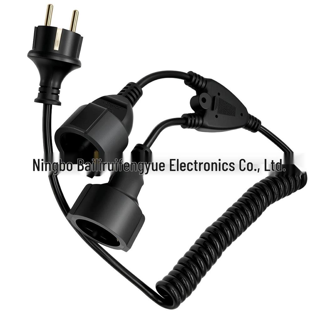 2m EU Plug Power Extension Cable Splitter: 1-to-2 Male-to-Female, 3x1.0 sq mm, 0.16m