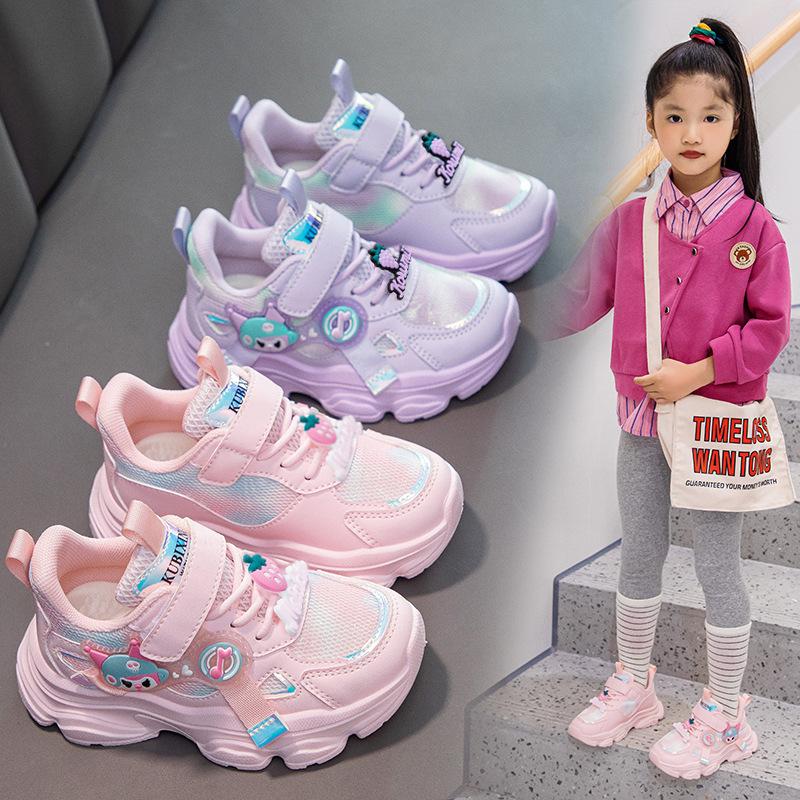 Children's sports shoes Velcro girls shoes 2025 new autumn breathable running mesh dad shoes baby girl shoes