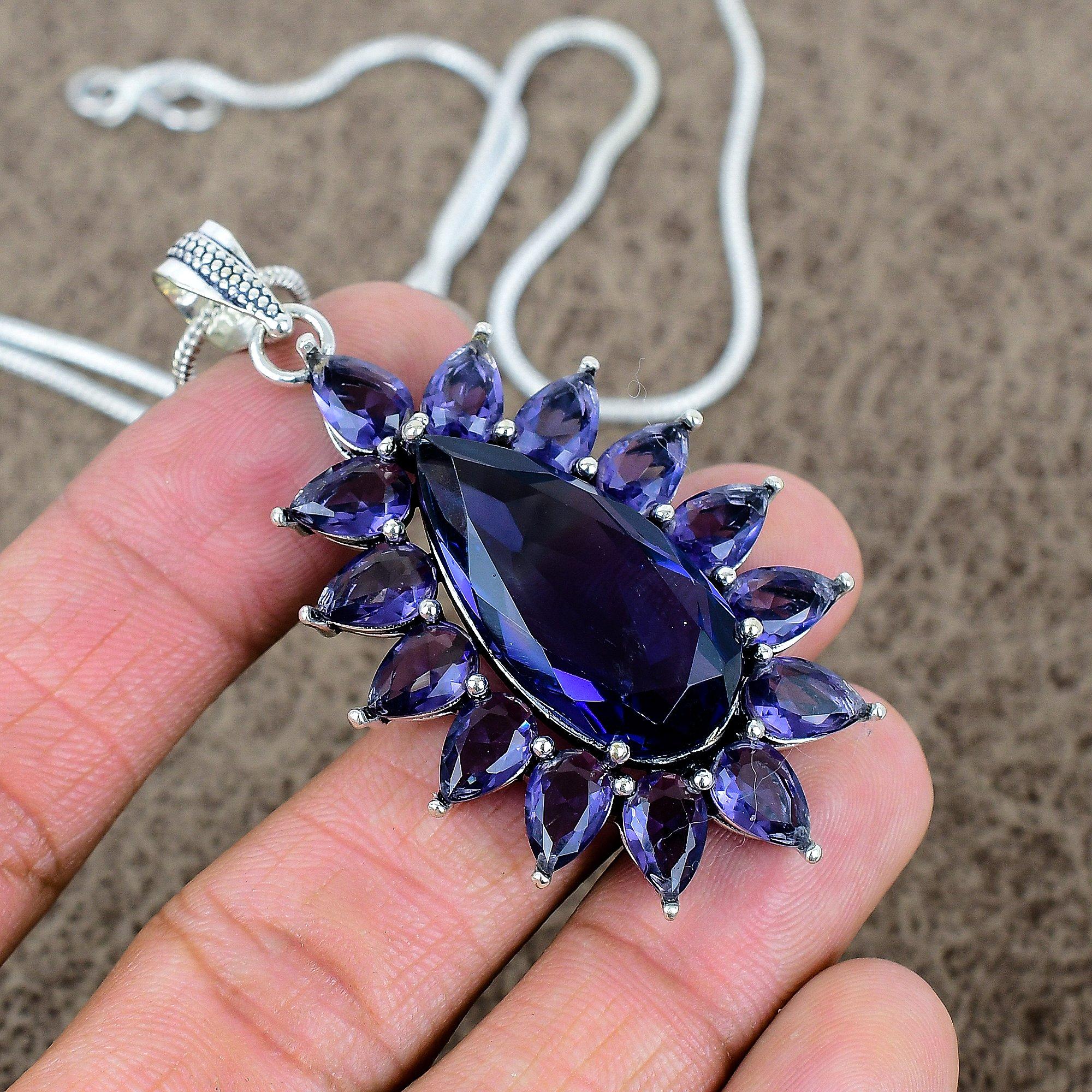 

Amethyst Gemstone Handmade 925 Sterling Silver Jewelry Pendant 2.48 KKG-289