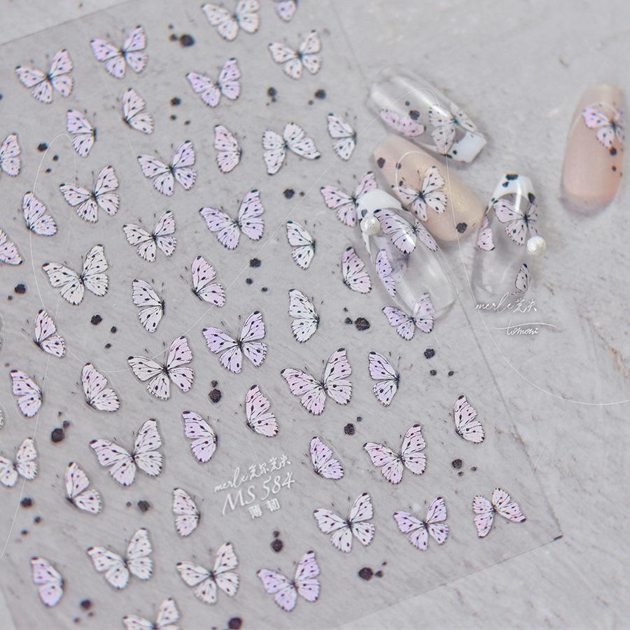 Тонкая жесткая наклейка для ногтей в виде бабочки в стиле ретро своими руками креативное — фото 4