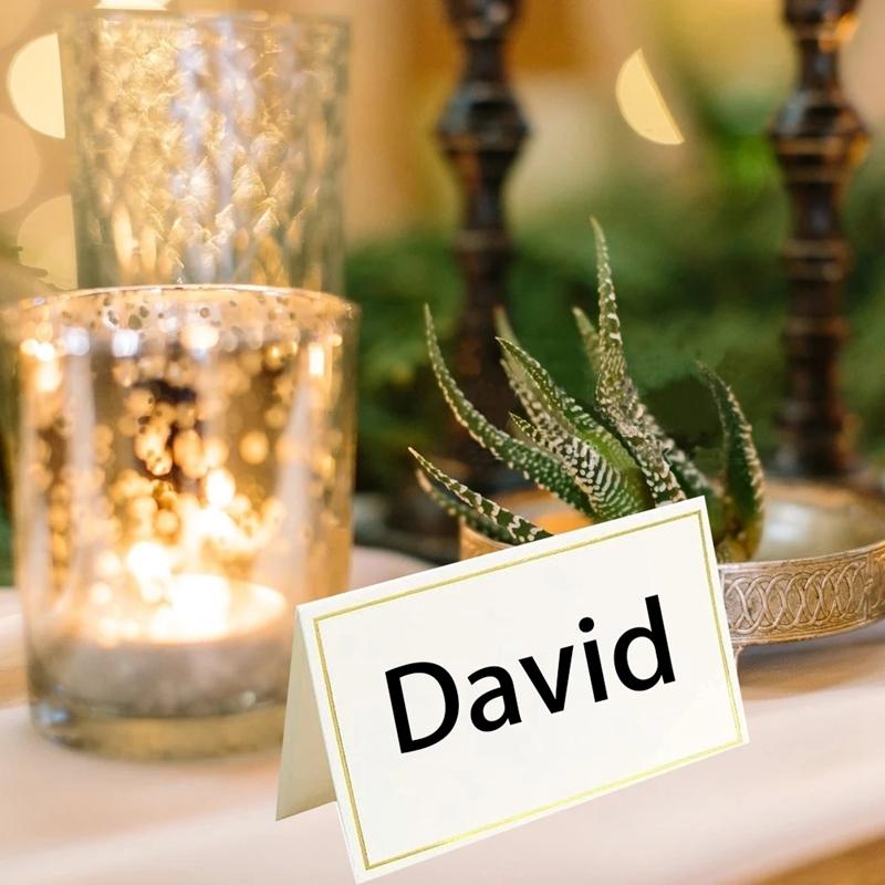 10-50pcs Gold Bronzing Name Place Cards Wedding Seating Number Card Table Decoration Christmas Birthday Party Greeting Card