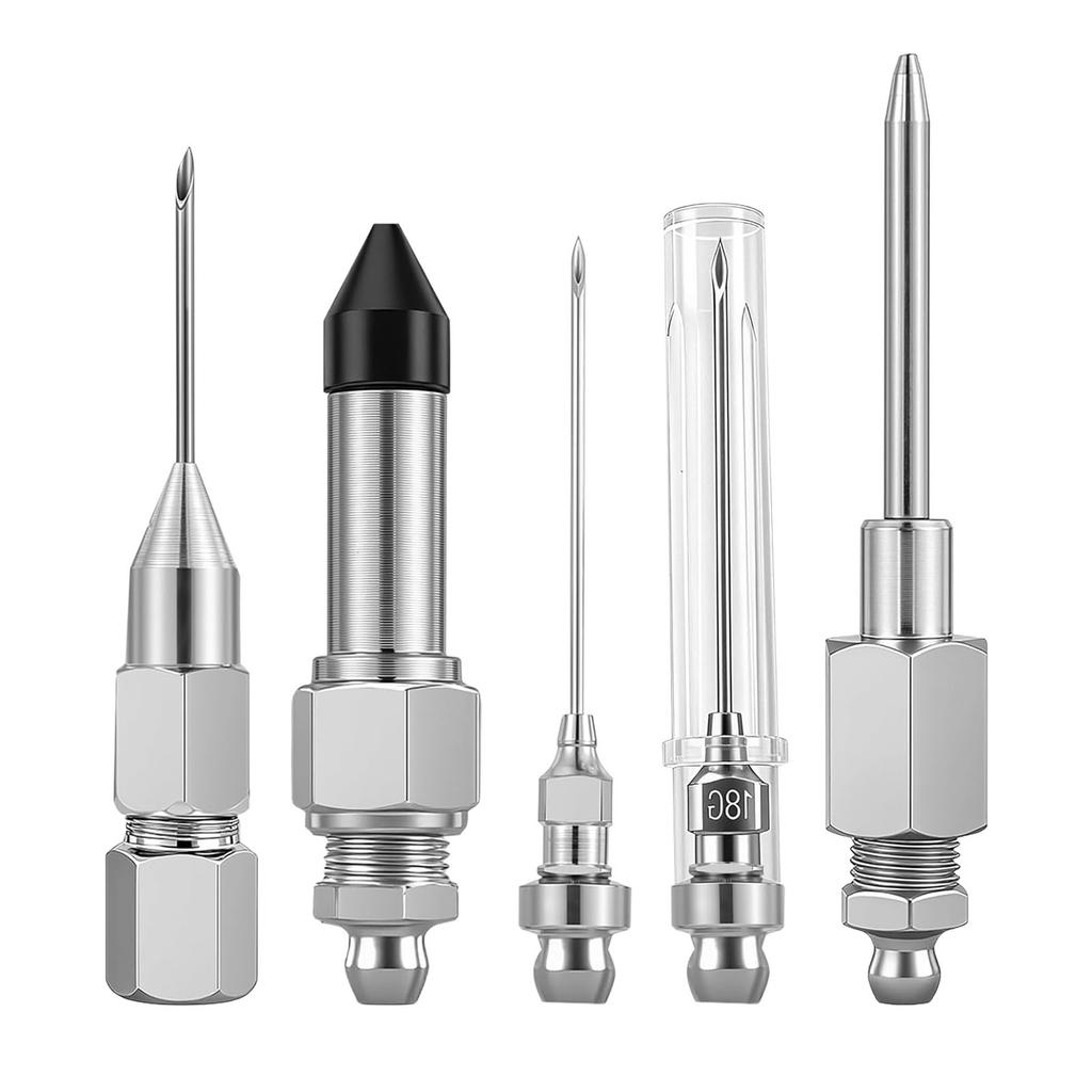 Heavy Duty Metal Grease Coupler And Needle Nozzle Set High Pressure Needle Grease Nozzle for Deep Recesses Lubrication