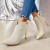 Elegant Women's High-Heeled Shoes, Solid Color Fabric Upper & Lining, Comfortable TPR Sole, Zipper Closure, All-Season, Plain Toe
