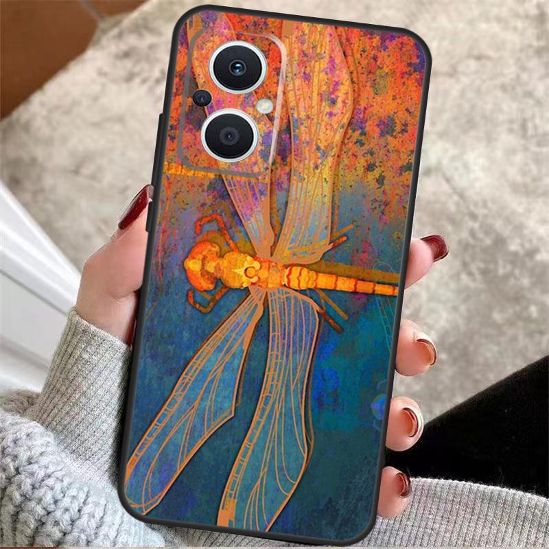 Dragonfly Insect Pattern For OPPO Reno 14 12 11 10 13 Pro 8T 11F 12F 13F 14F 7 8 Lite OPPO Find X9 X8 X6 X5 Pro Case