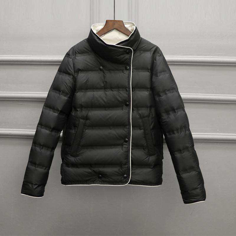 Ailegogo Winter Women Stand Collar Ultra Light Short Down Coat 90% White Duck Down Warm Single Breasted Jacket Lady Snow Outwear