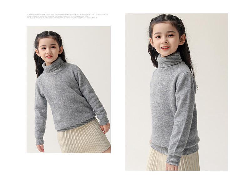 Children's 100% Pure Wool High Turtleneck Sweater - Autumn & Winter Pullover for Boys and Girls