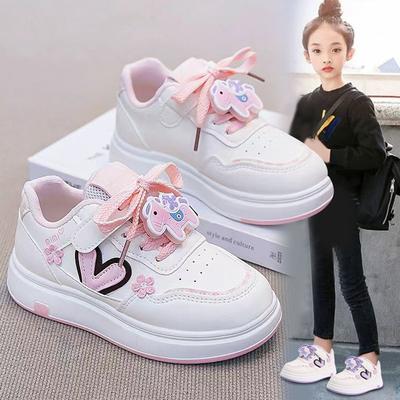 Mädchen 2026 Frühling neue Mode einlagige Kinder weiße Sneaker, leichte weich-sohlige rutschfeste Sportschuhe für ältere Kinder