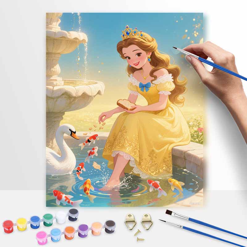 Disney Princess Feeding Swan Digital Oil Painting Art Kit Handmade DIY Home Decor Gift 20x30cm