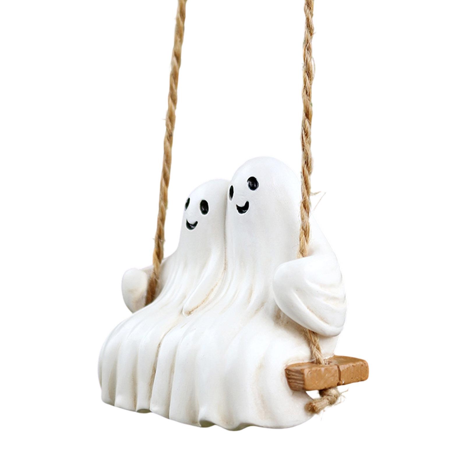 

Romantics Ghostly Couple Swing Ornament Resins Halloween Garden Decors Indoor and Outdoor Weather Resistant Hanging Art