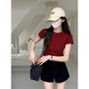Women's Short-Sleeve Red Slim-Fit T-Shirt - Summer Style