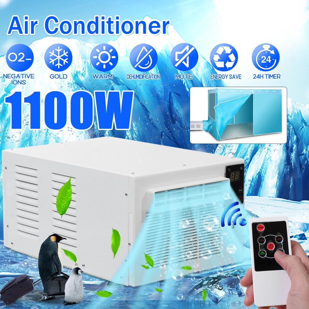 1100W Cold/Heat Dual Portable Air Conditioner Use 24-hour Timer 2 Gear Lighting LED Control Panel with Remote 460x255x230mm