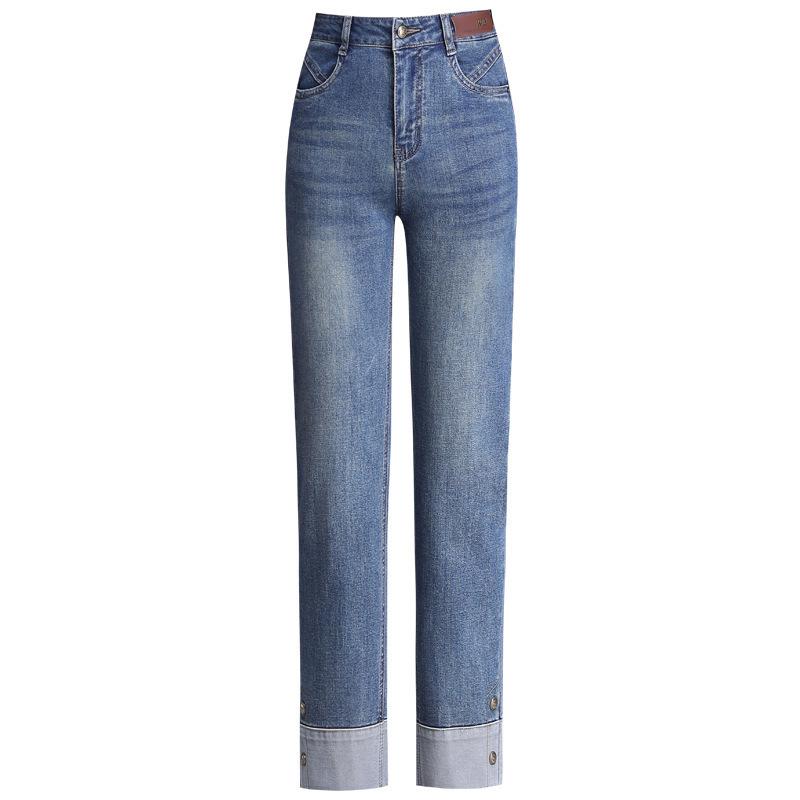 Women's High Waist Slim Fit Retro Jeans - Spring/Autumn Stretch Narrow & Straight Petite Length