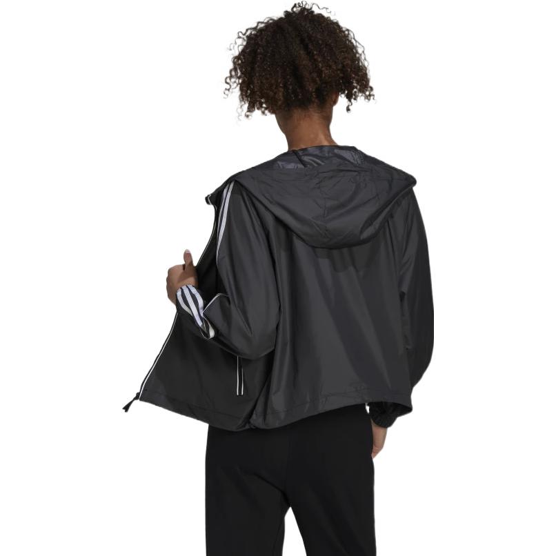 adidas Veste à capuche à cordon de serrage avec détail de poche zippée à rayures pour femme Veste Noire H55345