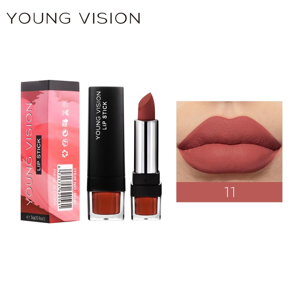 YOUNG VISION Mute and dry 12 color single lipstick Velvet non-stick cup lip balm