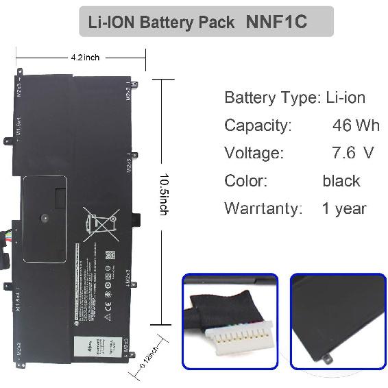 NNF1C HMPFH Laptop Battery Compatible with Dell XPS 13 9365 XPS 13 2-in-1 2017 XPS 13-9365-D1605TS XPS 13-9365-D1805TS Series[7.6V 46Wh]