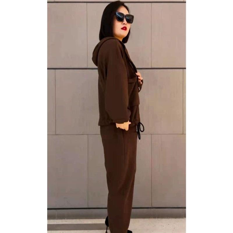 Women's 2Pcs Casual Tracksuit Long Sleeve Button Jacket Elastic Waist Jogger Pants Loose Fit Loungewear Set