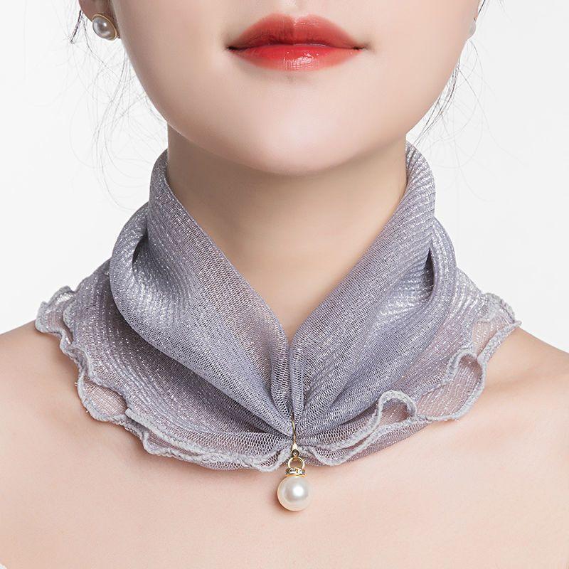 Women's Sunscreen Neck Cover Veil Neck Protection Scarf Summer Thin Ruffled Edge Scarf