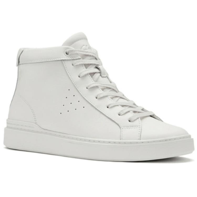 Clarks Leather Comfortable Versatile Durable High-Top Sneakers Men Sneakers White 261807437
