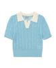 DELICCENT Contrast Collar Knit [Sky Blue]
