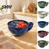 Berry Cleaning Basin Ceramic Swirl Bowl, Auto Fruit Washing Vegetable Practical Kitchen Prep Gadget Colander with Drain Holes, Produce Cleaner