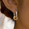Stainless Steel Layered Round Hoop Earrings for Women Minimalist Gold Color Geometric Earrings Waterproof Jewelry Gift