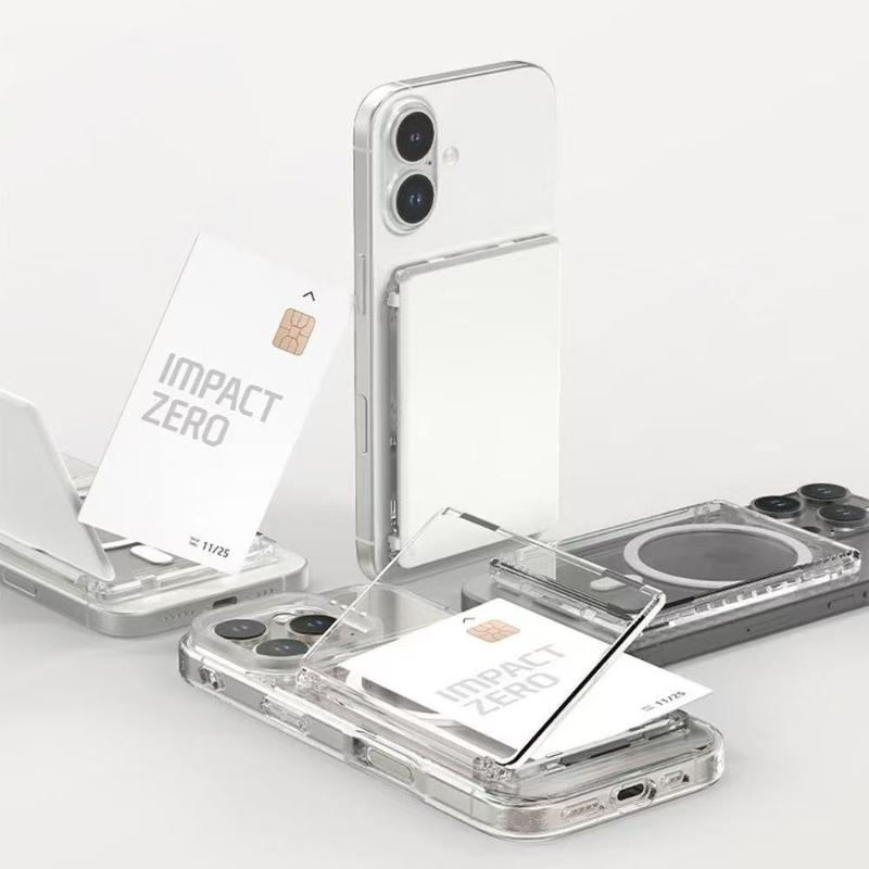 Für Telefon Magsafe Transparente Hülle Magnetischer Ständer Halter Geldbörse 2 Kartenfächer Doppelter Starker Magnet Stoßfeste Handyhülle