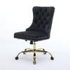 Modern Velvet Upholstered Tufted Button Home Office Chair with Golden Metal Base,Adjustable Desk Chair Swivel Office Chair (Black),DE1923BK