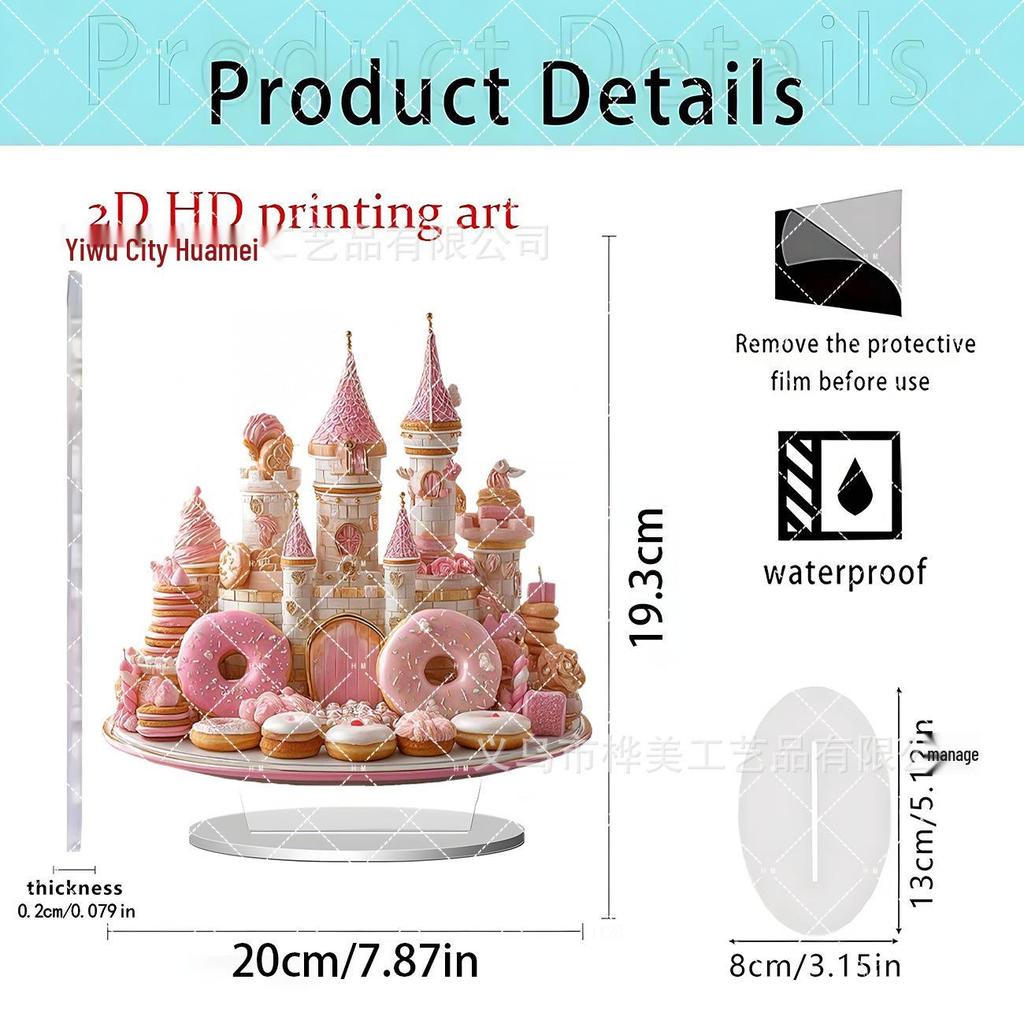2D Acrylic Moon Castle Desktop Ornament