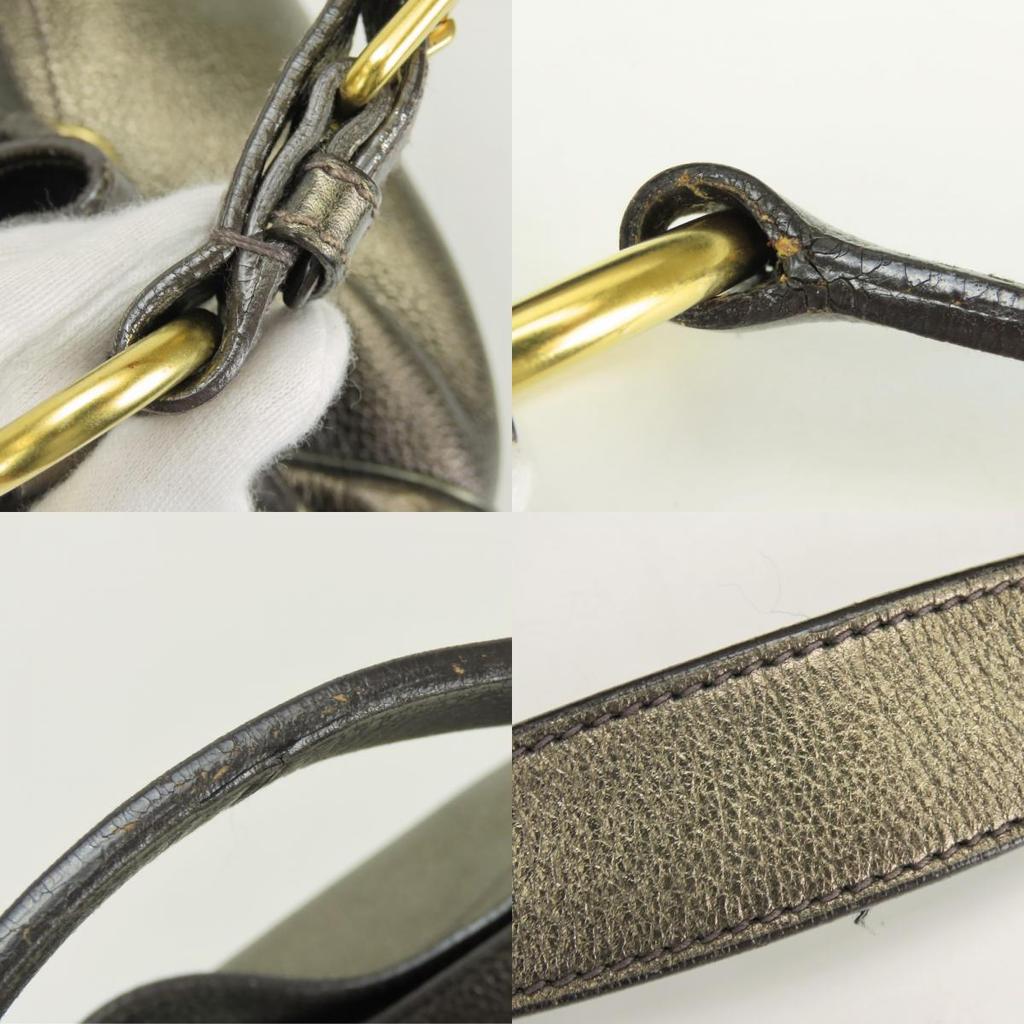 Used PRADA Shoulder Bag leather Bronze gold Brown casual